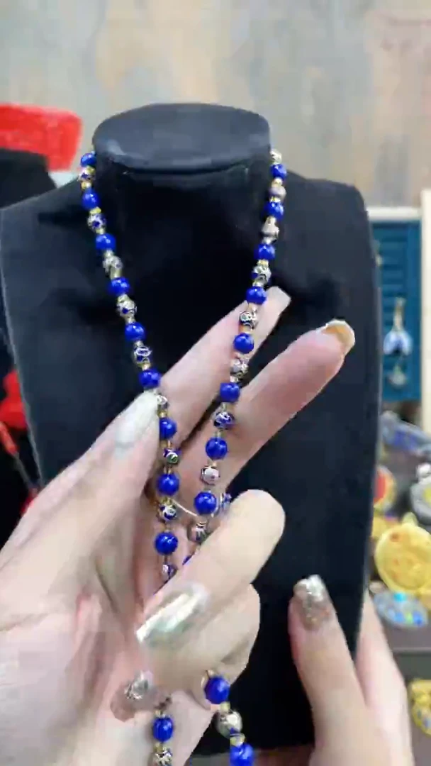 非遗手工景泰蓝0.6项链宝蓝