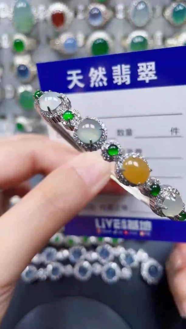 银S925镶嵌手镯翡翠175