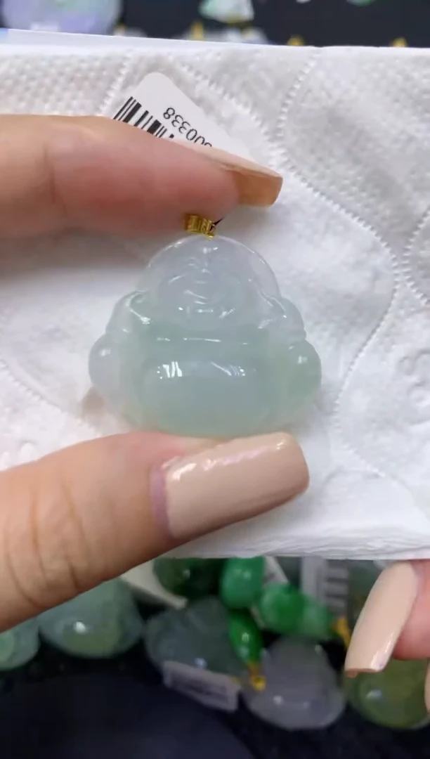 颈饰18K金镶嵌翡翠天然缅甸翡翠A货