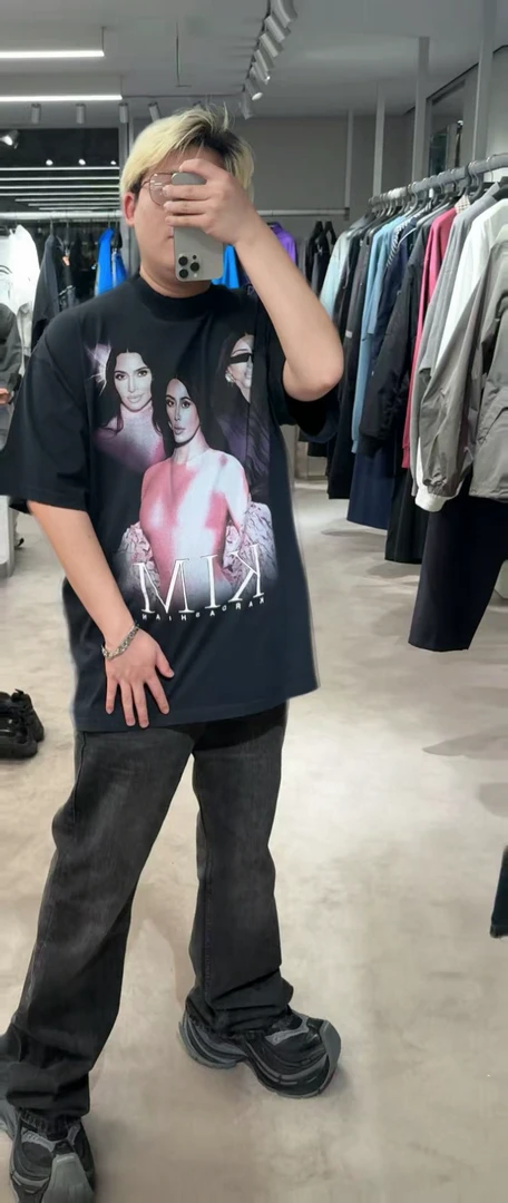 【后劲原样开发】8+25ss人像系列康利直喷金卡短袖夏季半袖宽松印花