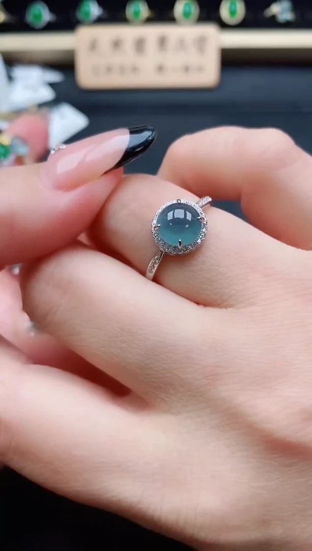 银S925镶嵌戒指翡翠1