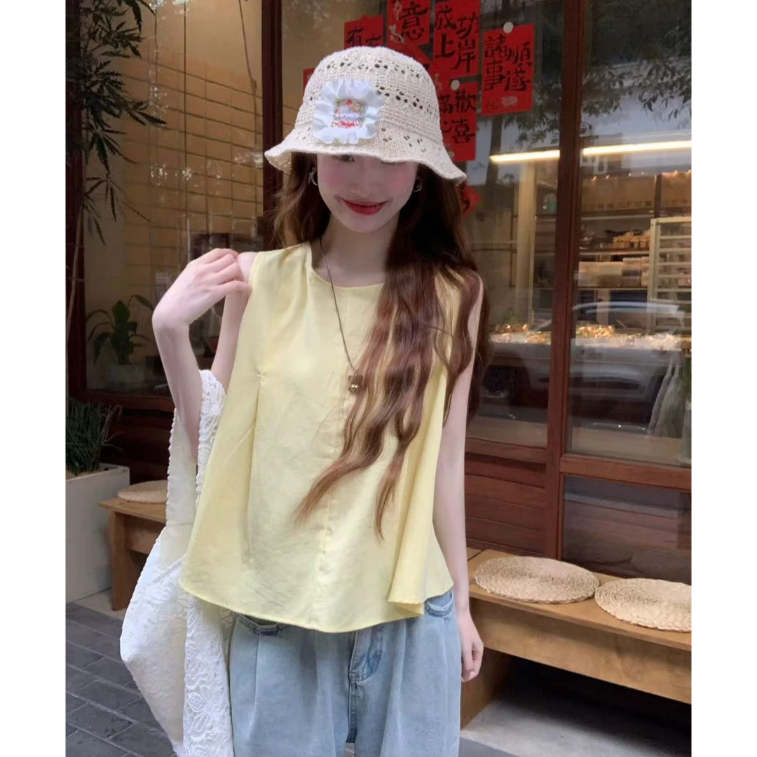 2025韩版新款高级感背心女夏季时尚绝美设计感宽松热辣无袖上衣