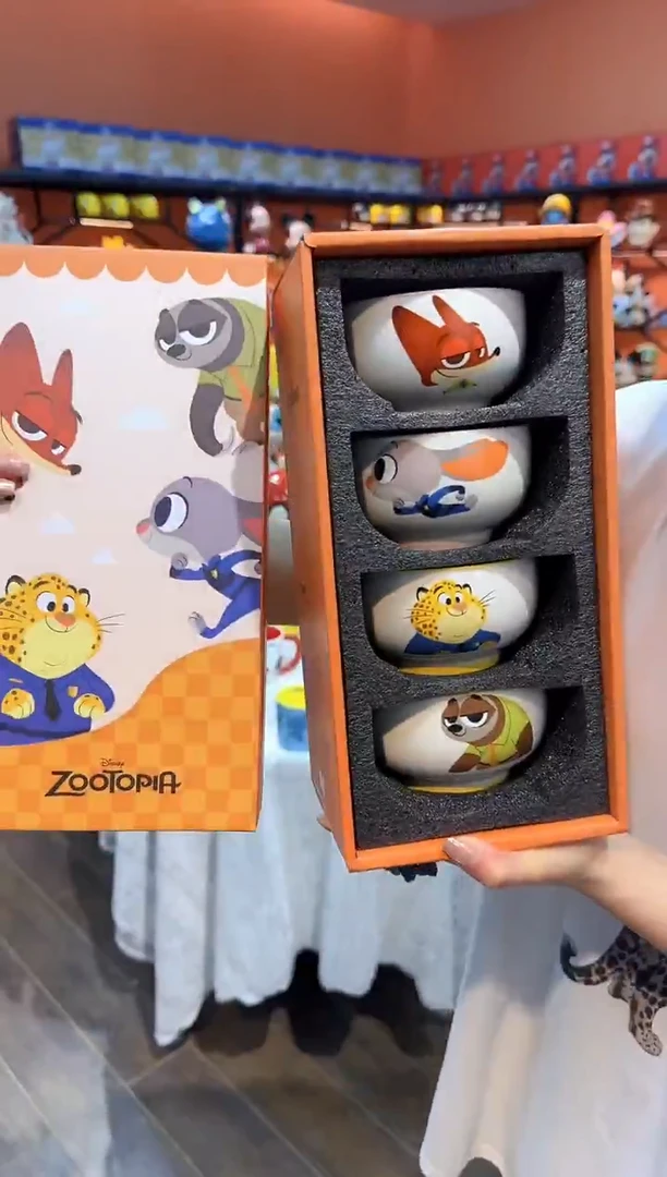 瓷片@@疯狂动物城4.5寸四碗礼盒装