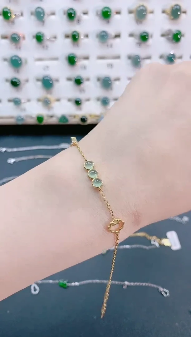 【闪购商品】翡翠手链银S925镶嵌天然翡翠