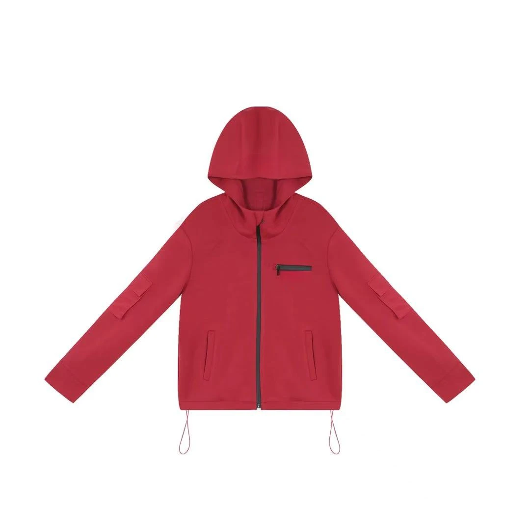 太空棉连帽拉链卫衣设计感宽松休闲拼色百搭外套#7847