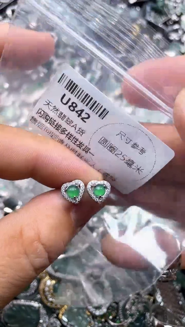 【闪购商品】翡翠颈饰未镶嵌U842耳钉