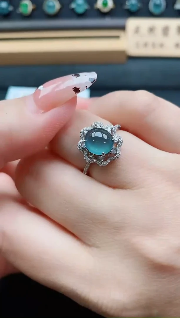 银S925镶嵌戒指翡翠1