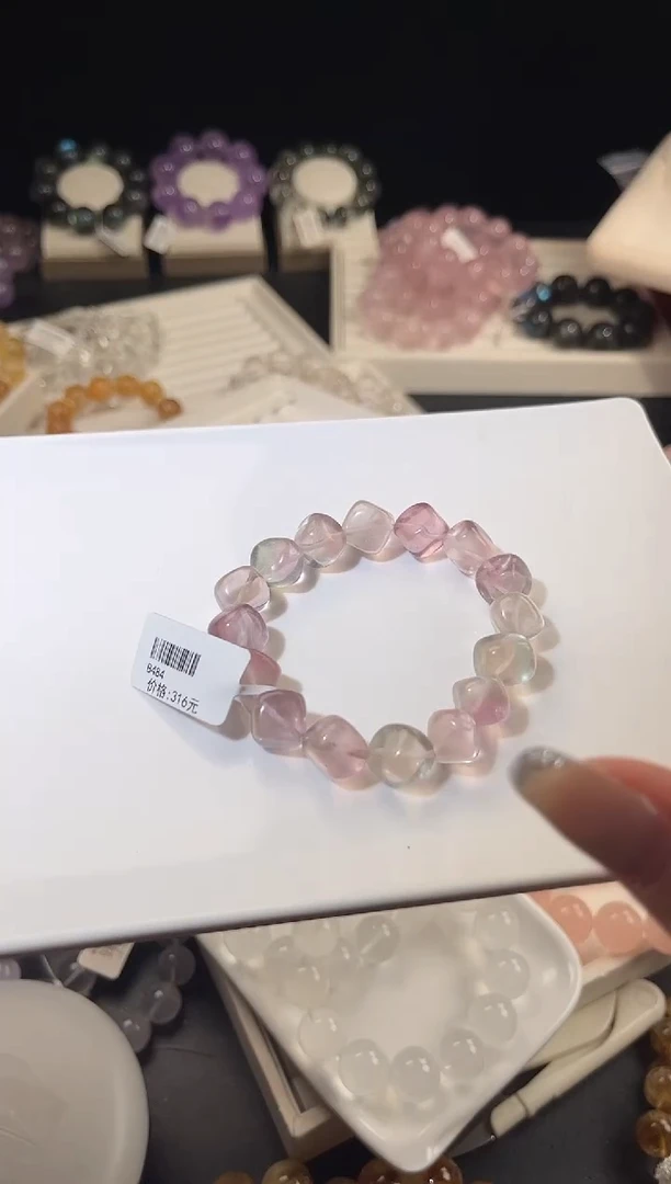 未镶嵌手链萤石多样性发一Q10彩虹泡泡糖豆