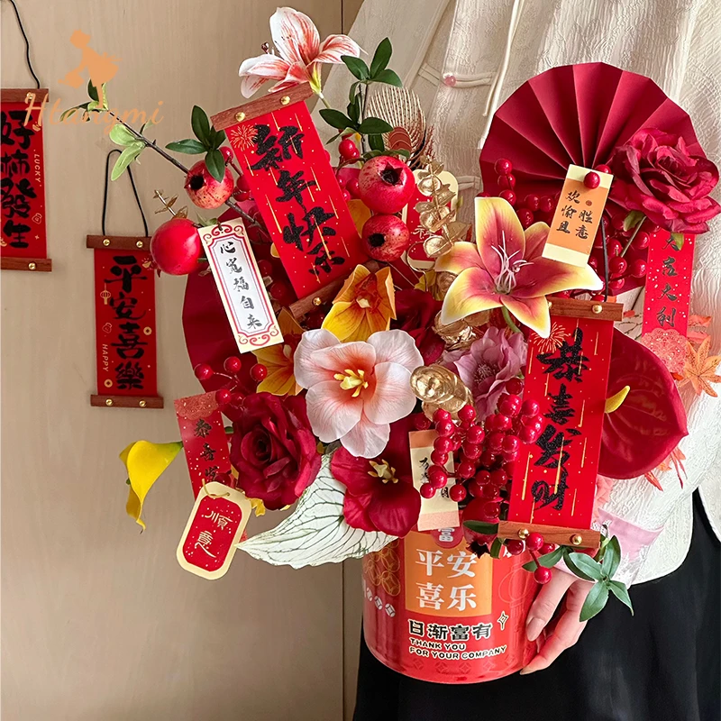 【汉唐美】2025新款制作福桶材料套装新年元旦酒店前台商场橱窗装饰