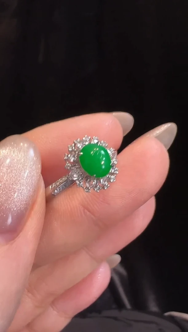 【闪购商品】翡翠戒指18K金镶嵌戒指