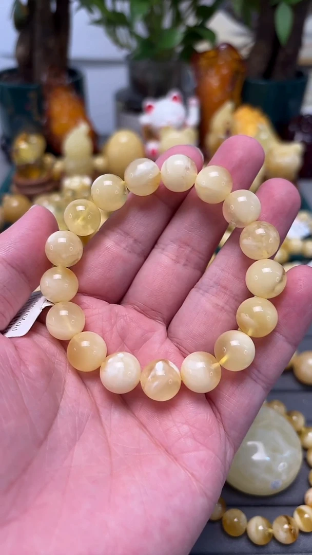 手串蜜蜡未镶嵌p31金白溶洞蜜蜡单圈 17.22克 12mm