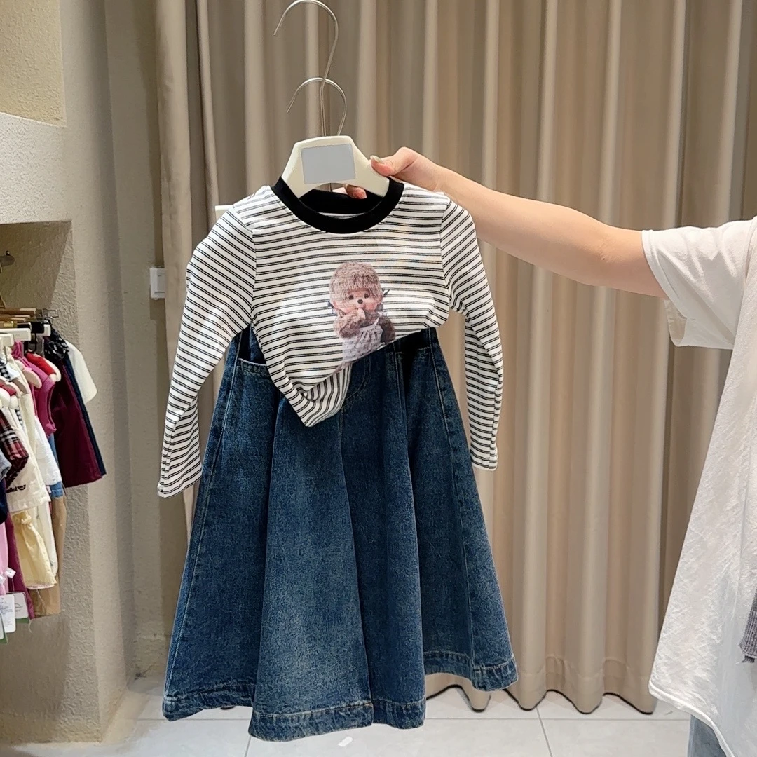 圆子家 女童2025秋季条纹打底衫单上衣有套装