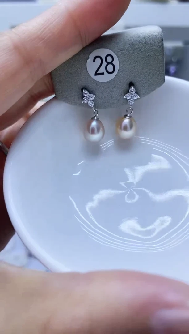 银S925镶嵌淡水珍珠耳饰28