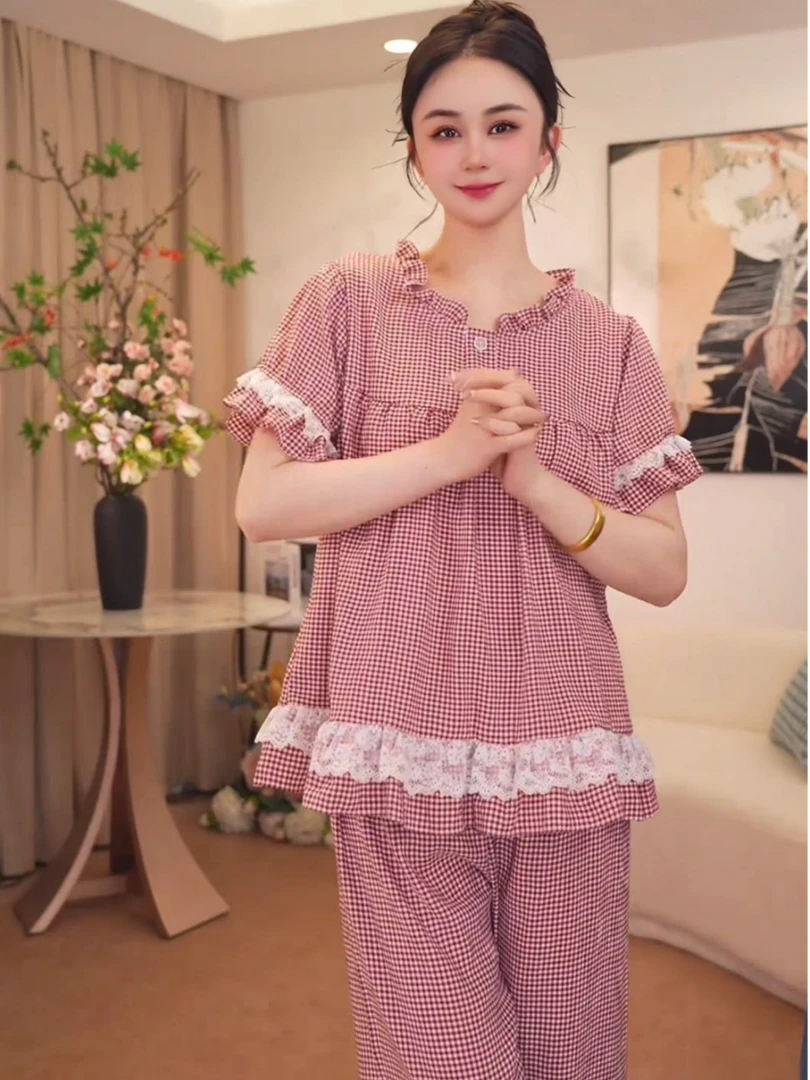 【春暖开花】亿鑫2025时尚新款夏季女士休闲棉质透气可外穿家居服