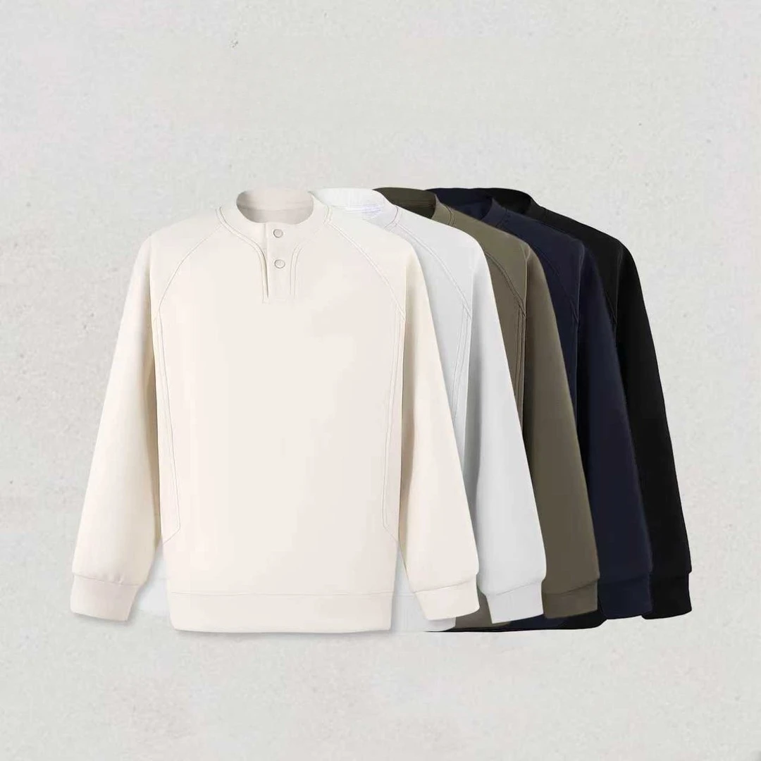 男士秋冬卫衣男款双面绒纯色休闲慵懒感时尚长袖圆领卫衣M66866