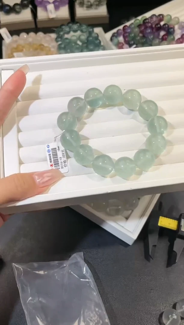 手链未镶嵌萤石多样性发一奶绿18mm