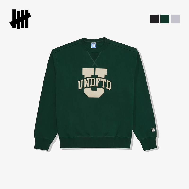 UNDEFEATED五条杠官方冬季新品毛毡绣复古LOGO毛圈卫衣UC44GKC02M