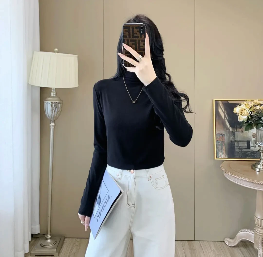 莱赛尔天丝长袖打底白底长袖T恤4051-1