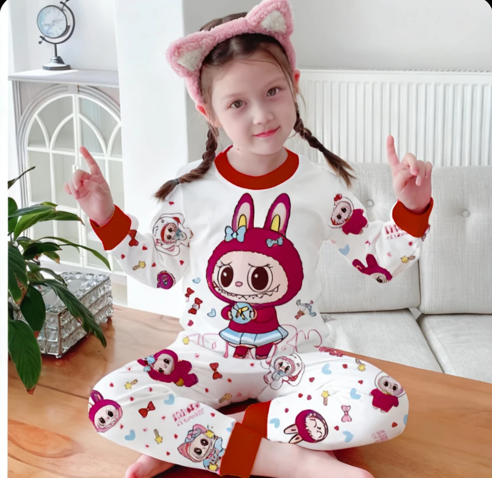 儿童秋衣秋裤内衣套装德绒女宝宝男童保暖冬季无痕磨绒睡衣家居服