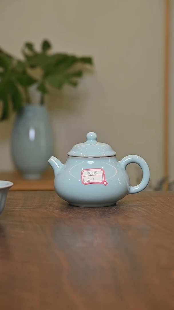 5#荣天壶 天青 微瑕 朱家汝窑款