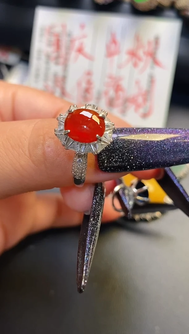 银S925镶嵌翡翠耳饰天然