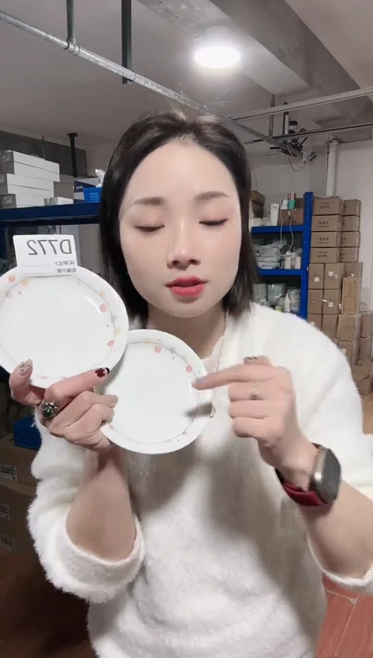 【闪购商品】瓷片日本进口瓷器14cm碟两只D772