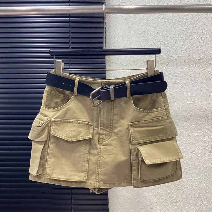 【送腰带】辣妹美式复古工装休闲短裙女2025夏季个性口袋包臀半身裙