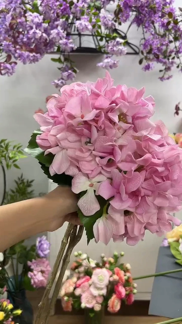 2枝粉色手感保湿绣球花花