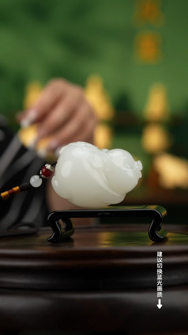 玉【吉祥福猪】天然玉石手把件