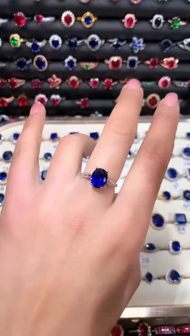 【闪购商品】蓝宝石戒指银S925镶嵌810