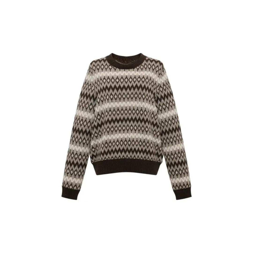 【雅】25年秋冬新款复古套头花色菱格羊毛针织毛衣-EP9536A