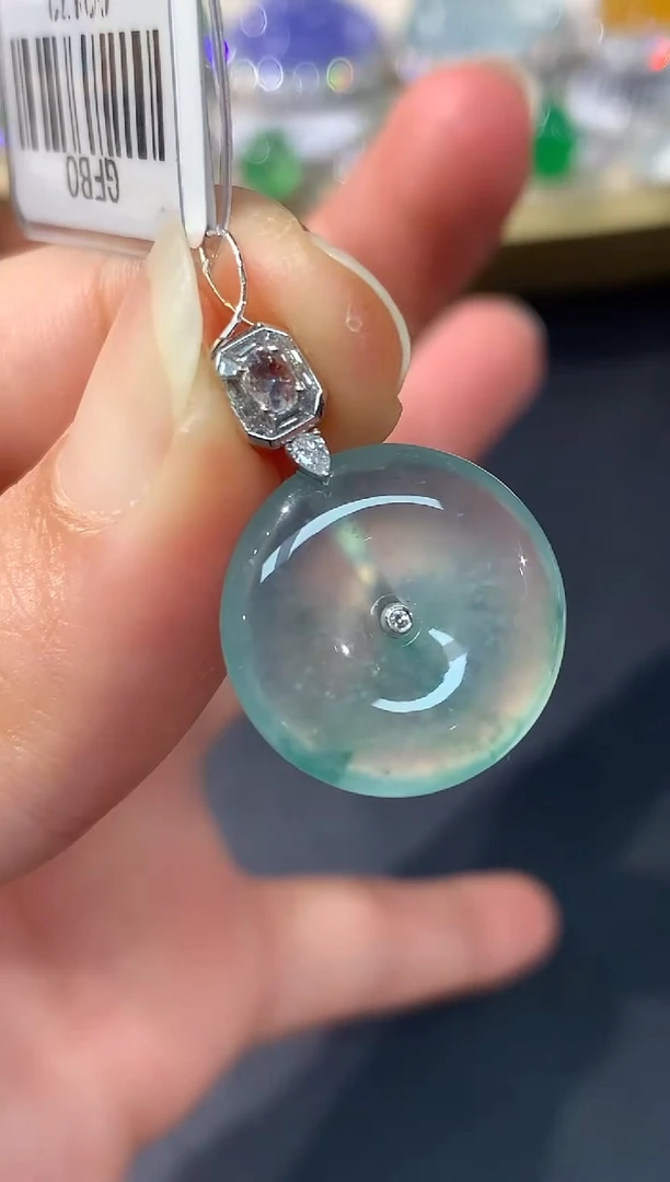 吊坠(不含链)18K金镶嵌翡翠A396|9999