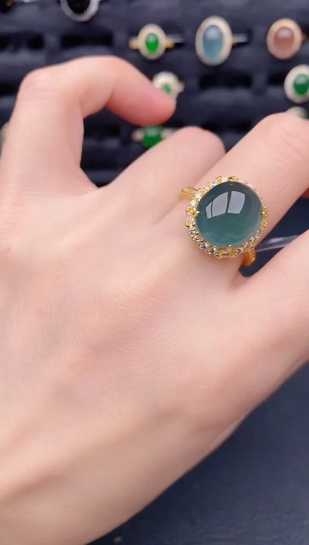 银S925镶嵌戒指翡翠天然a货翡翠212