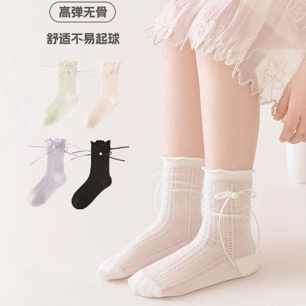 集趣熊公主袜韩版袜子春秋舒适透气夏天长筒夏季春夏薄款花边袜