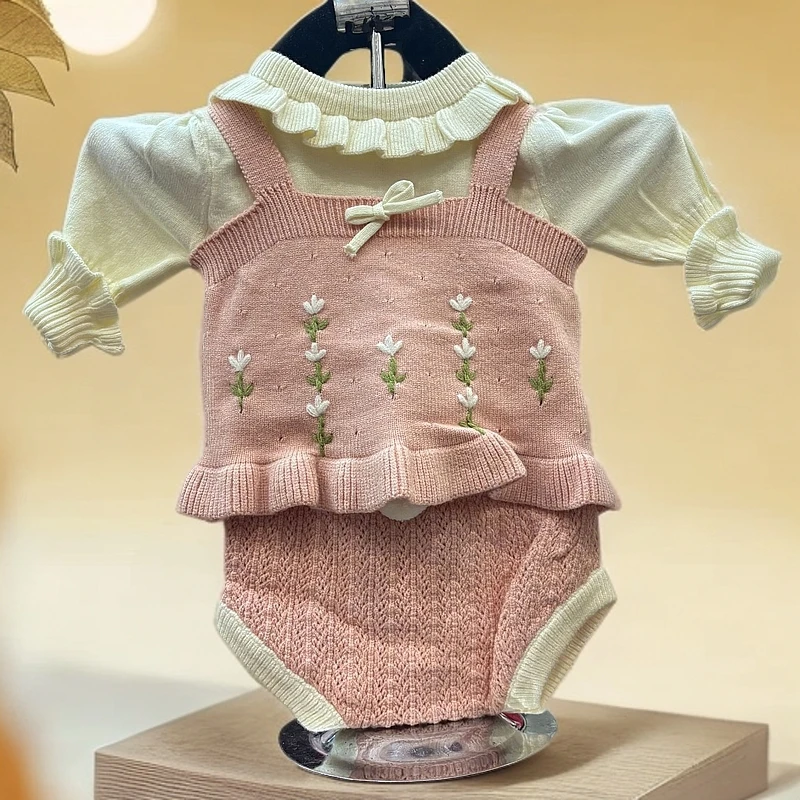 婴幼儿针织三件套女童洋气韩版甜美