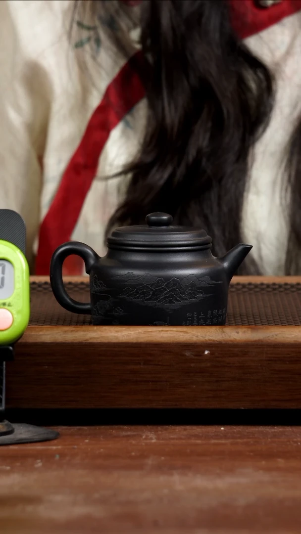 茶壶紫砂爱****爸四号井底槽青焐灰德钟200CC