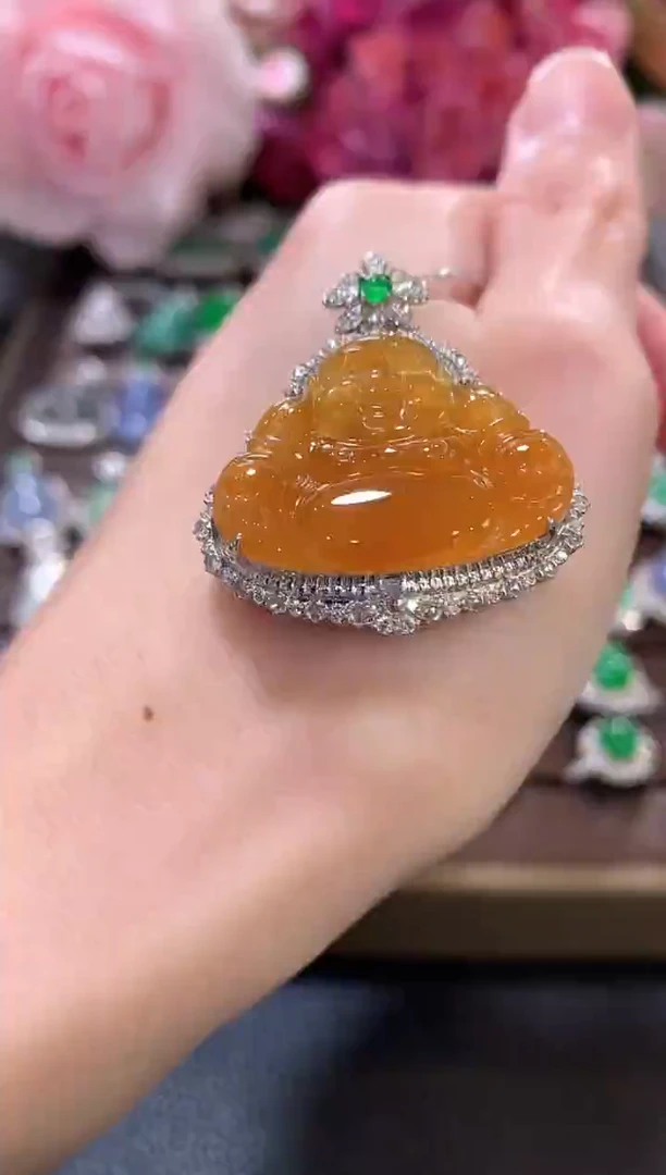 吊坠(不含链)18K金镶嵌翡翠b59