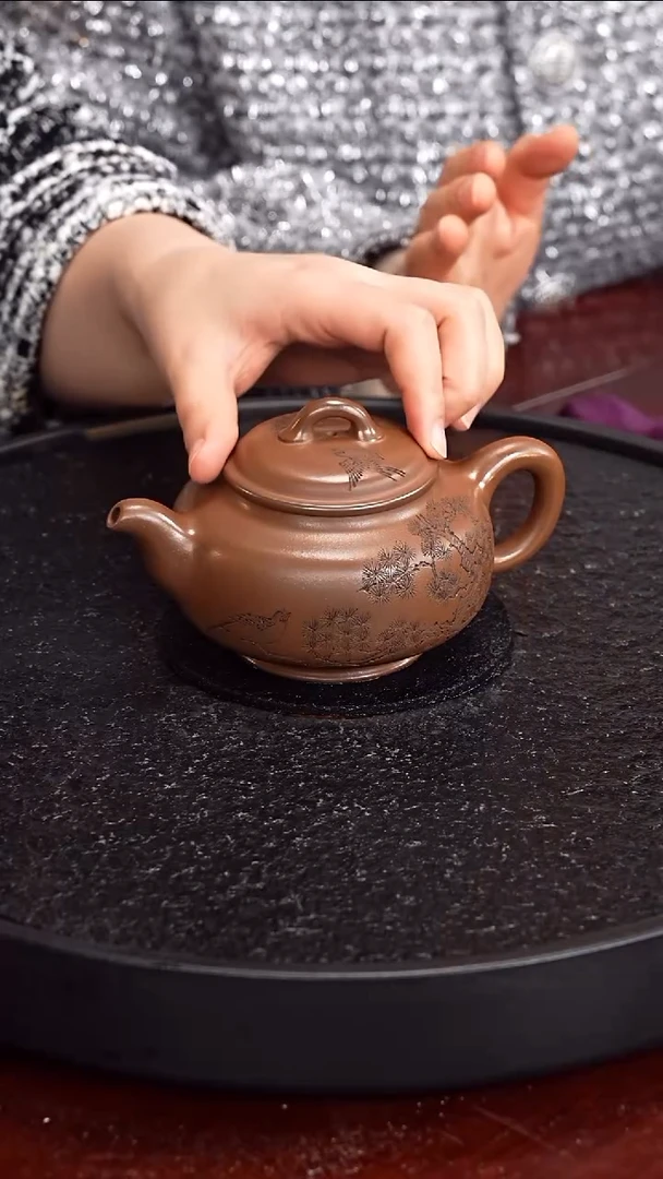 茶壶紫砂张杏娟  蕴福89 龙潭紫泥 320毫升 配主人杯 少云