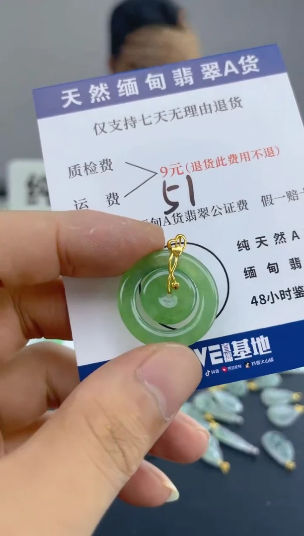 颈饰18K金镶嵌翡翠天然A货翡翠