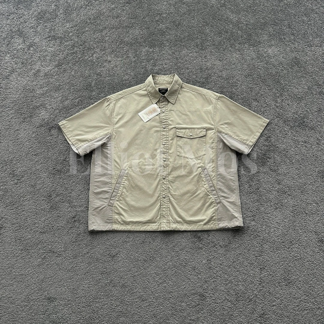 户外元素拼接~Splicing Shirt 水洗做旧工装短袖衬衫-1151