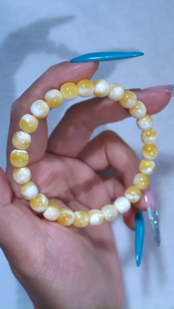 手链蜜蜡未镶嵌典藏级8mm金瓷白溶洞妖花