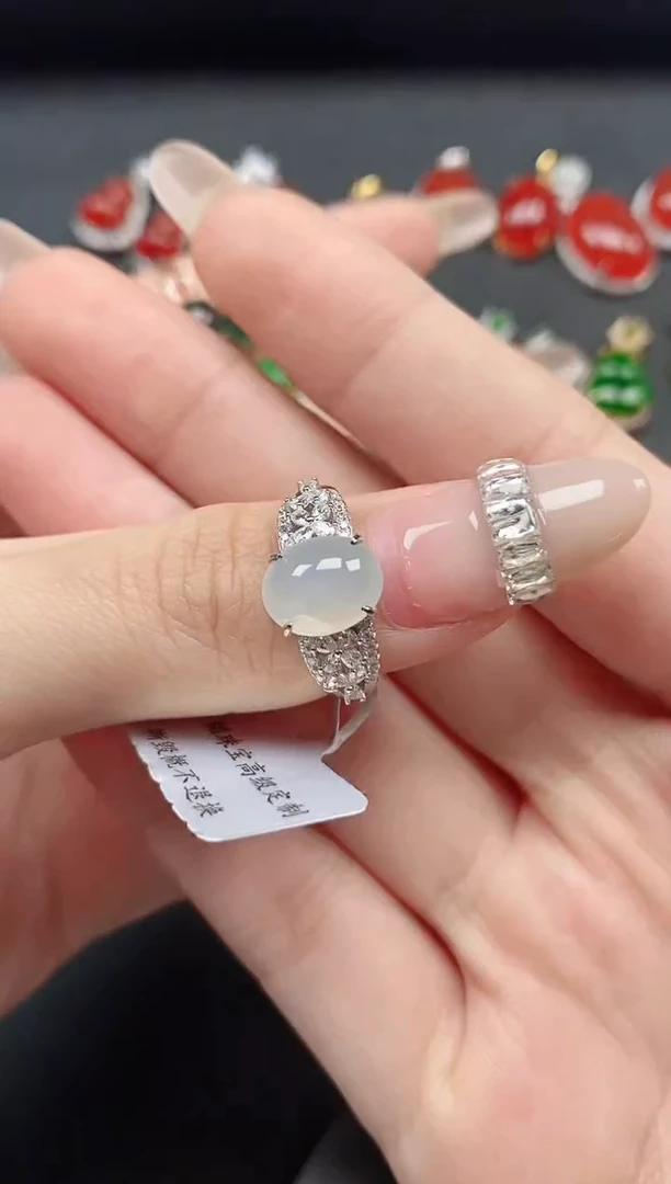 银S925镶嵌戒指翡翠15511