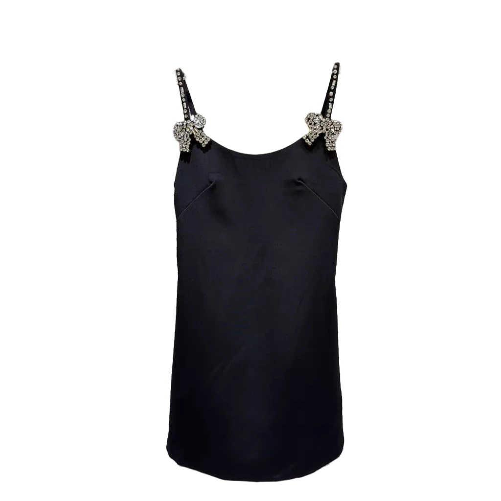 豆豆推荐 水钻蝴蝶结吊带连衣裙0937