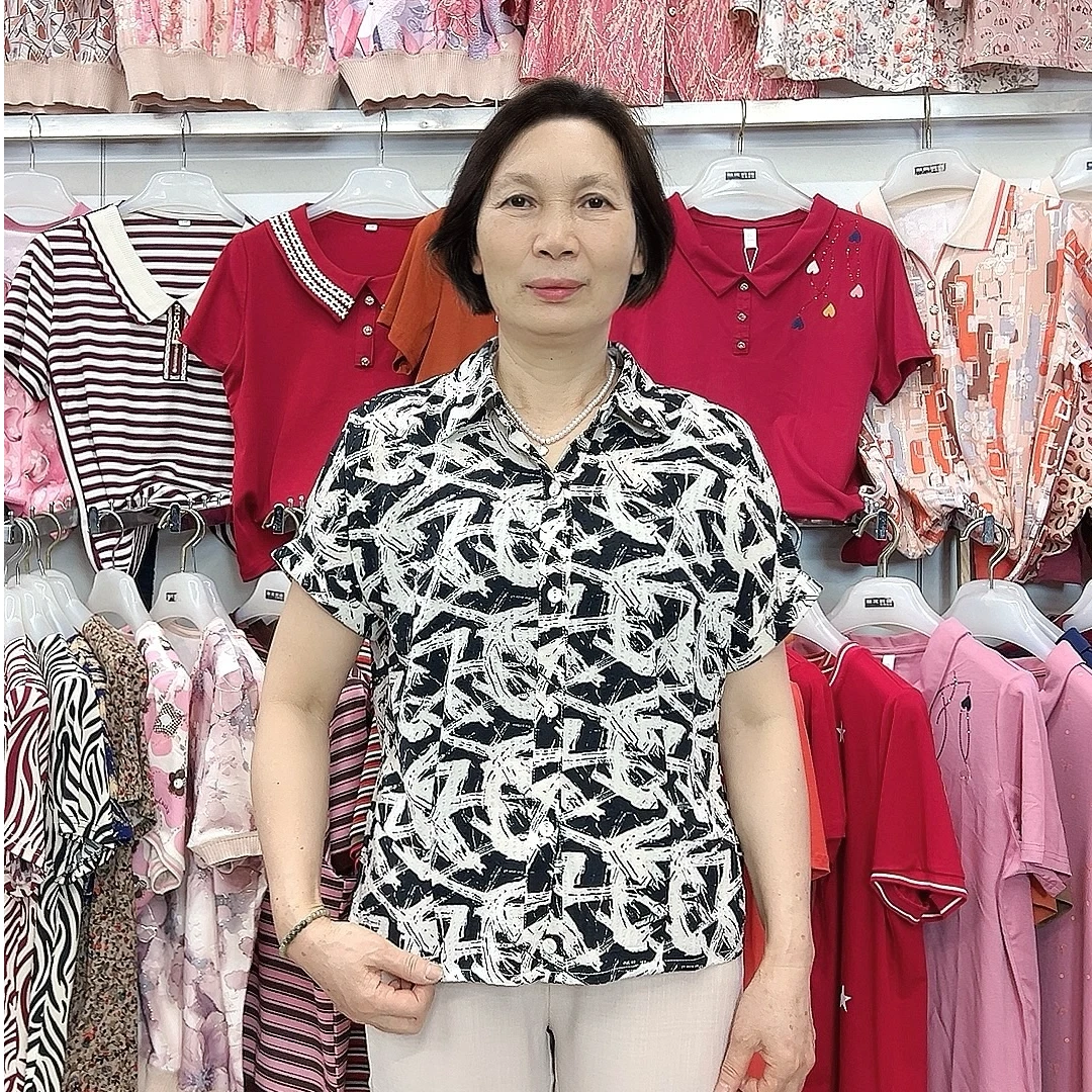 【金夫人妈妈装】夏季中老年轻薄款短袖衬衫套头雪纺小衫