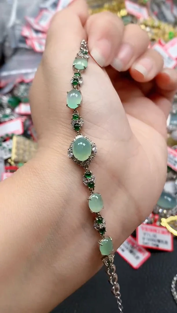 银S925镶嵌戒指翡翠天然A货缅甸翡翠