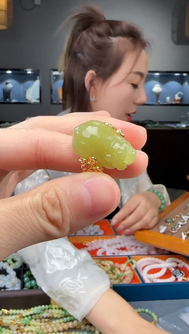 和田玉戒指银S925镶嵌1