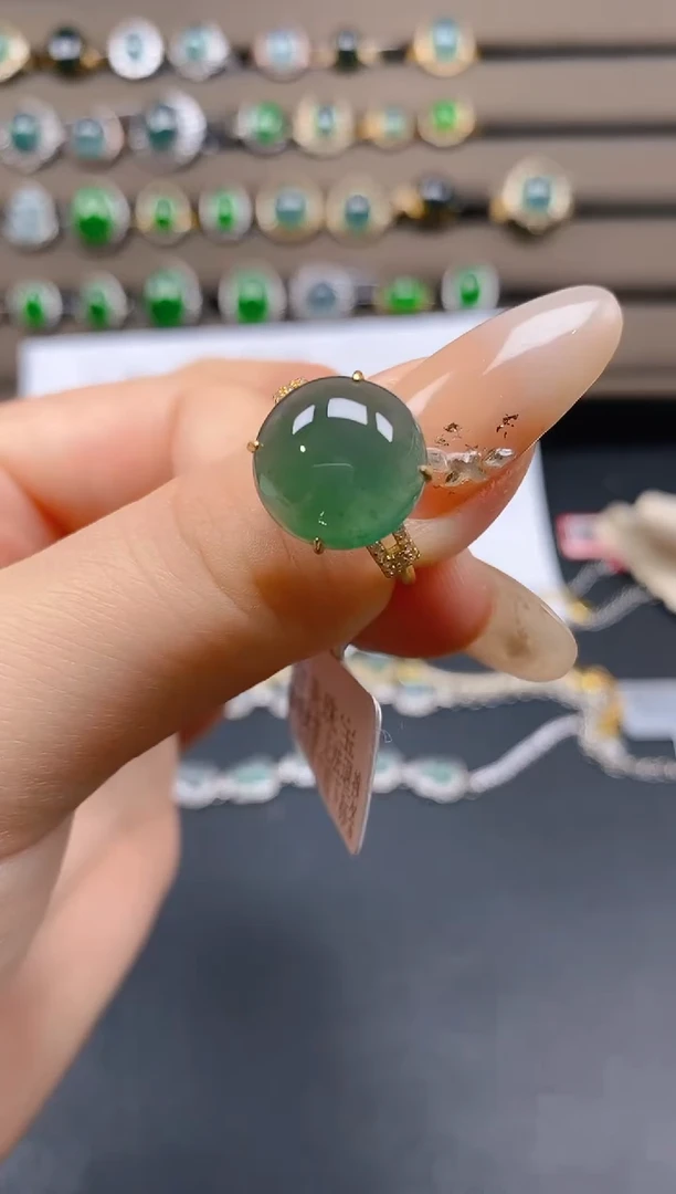 翡翠戒指银S925镶嵌1212