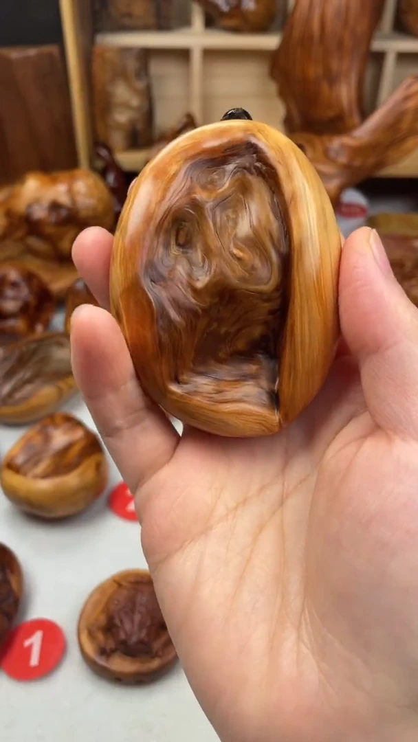 木太行崖柏多圈眼手把件