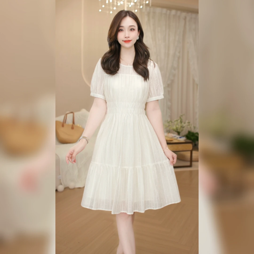 夏季显瘦长裙新款《温柔》轻薄法式收腰显瘦气质时尚甜美长裙