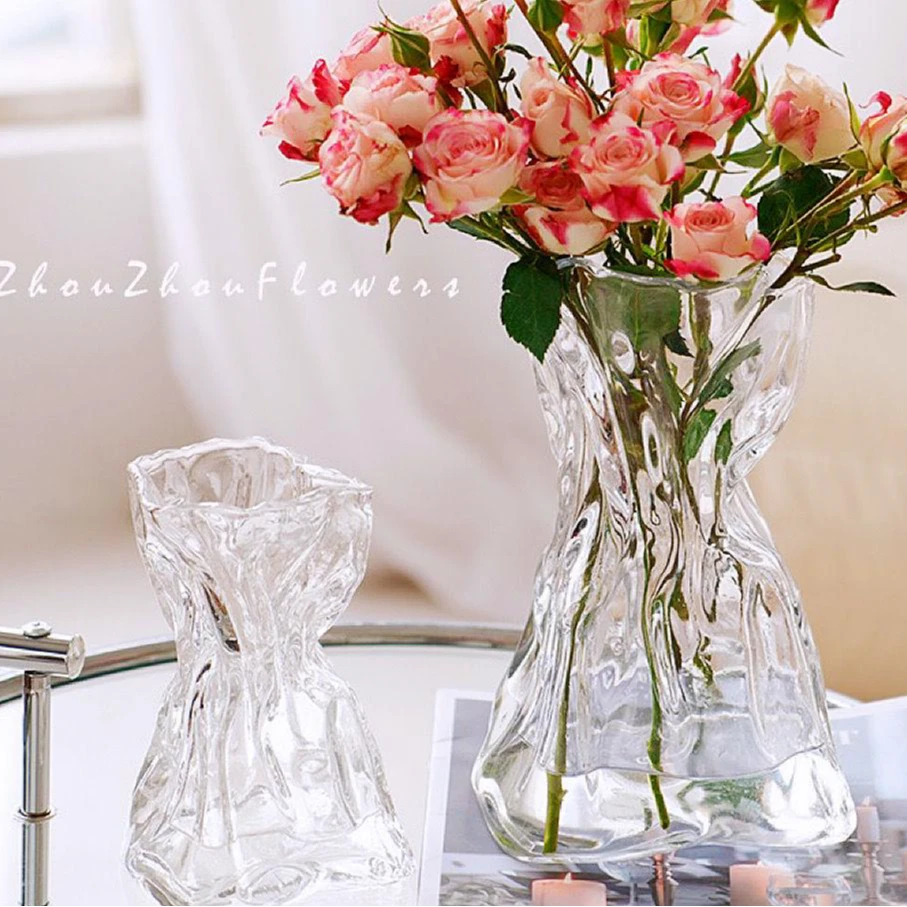 轻奢简约玻璃花瓶ins风高级感水养百合鲜花北欧客厅插花创意摆件